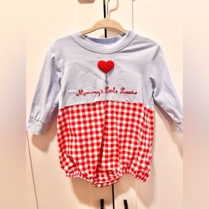 Smocked Valentines Red and White Checkered Kids bubble